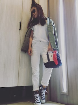 「全身白」｜musainaeriさん（レディース・153cm）の春コーディネート