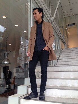 チェスターコートを使った キャメル のメンズ人気ファッションコーディネート ユーザー ショップスタッフ Wear