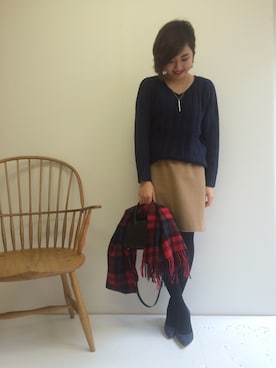 「フレンチカジュアル」｜ワカバさん（レディース・163cm）の冬コーディネート