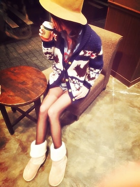 「カウチンセーター」｜「アイテム（その他シューズ）」を使った、aiさん（レディース・173cm）の冬コーディネート