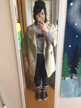 「FRAPBOIS」｜「アイテム（ムートンコート）」を使った、まみさんさん（レディース・162cm）の冬コーディネート