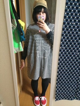 「ワークキャップ」｜「アイテム（ワンピース/ドレス）」を使った、まみさんさん（レディース・162cm）の春コーディネート
