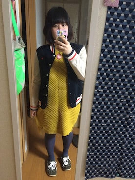 「FRAPBOIS」｜「アイテム（スタジャン）」を使った、まみさんさん（レディース・162cm）の春コーディネート
