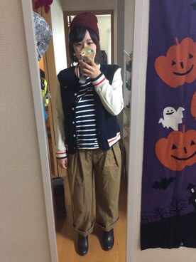 「FRAPBOIS」｜「アイテム（スタジャン）」を使った、まみさんさん（レディース・162cm）の秋コーディネート