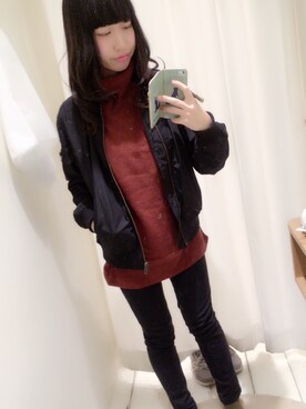 「AVAN LILY（アヴァンリリィ）のアイテム（MA-1）」を使った、ぬぅさん（レディース・155cm）の秋コーディネート
