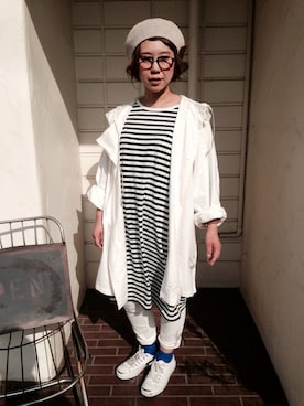 「白パンツコーデ」｜「アイテム（ワンピース/ドレス）」を使った、chikaさん（レディース・156cm）の春コーディネート