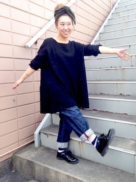 「PRADA（プラダ）のアイテム（モカシン/デッキシューズ）」を使った、chikaさん（レディース・156cm）の秋コーディネート