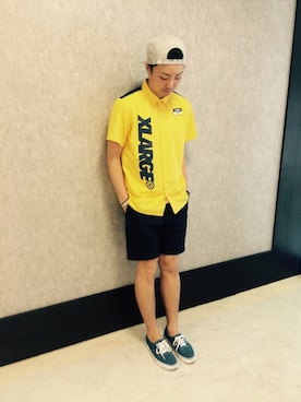 「XLARGE（エクストララージ）のS/S BIG STANDARD LOGO SHIRT（シャツ/ブラウス）」を使った、neppyさん（メンズ・176cm）の夏コーディネート