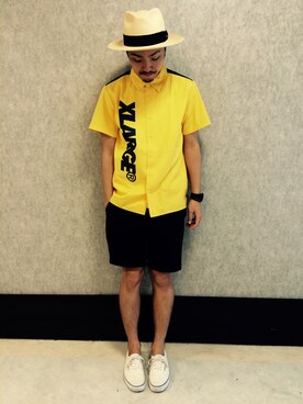 「XLARGE（エクストララージ）のS/S BIG STANDARD LOGO SHIRT（シャツ/ブラウス）」を使った、neppyさん（メンズ・176cm）の夏コーディネート