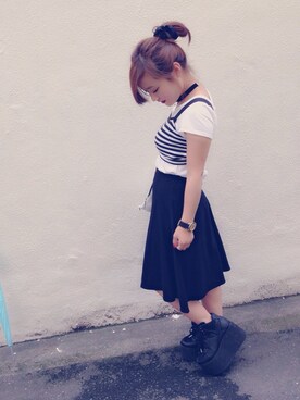 「#厚底」｜Hikariさん（レディース・150cm）の夏コーディネート