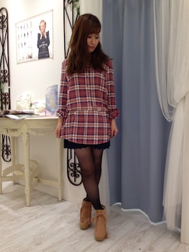 「スカラップ」｜「アイテム（モカシン/デッキシューズ）」を使った、arisaさん（レディース・150cm）の冬コーディネート