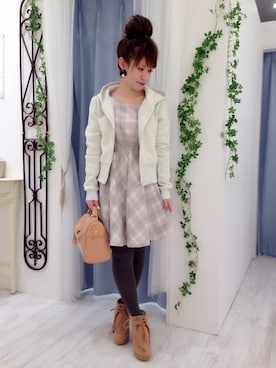 「アイテム（モカシン/デッキシューズ）」を使った、arisaさん（レディース・150cm）の冬コーディネート