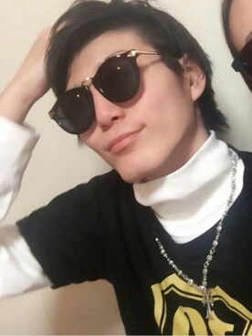 「GU（ジーユー）のアイテム（ニット/セーター、ホワイト系）」を使った、ゆうさん（メンズ・178cm）の秋コーディネート