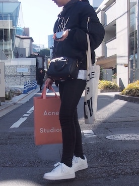 「pushBUTTONのアイテム（ブルゾン）」を使った、민정さん（レディース・161cm）の冬コーディネート