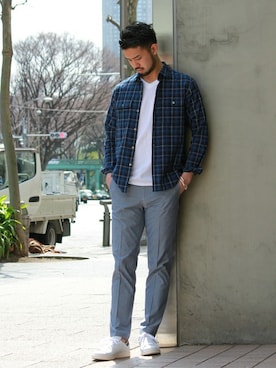 「EDIFICE（エディフィス）のアイテム（スラックス）」を使った、TERAさん（メンズ・183cm）の春コーディネート