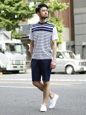 「EDIFICE（エディフィス）のアイテム（その他パンツ）」を使った、TERAさん（メンズ・183cm）の春コーディネート