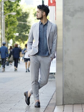 「EDIFICE（エディフィス）のアイテム（テーラードジャケット）」を使った、TERAさん（メンズ・183cm）の夏コーディネート