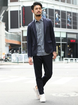 「EDIFICE（エディフィス）のアイテム（スラックス）」を使った、TERAさん（メンズ・183cm）の夏コーディネート