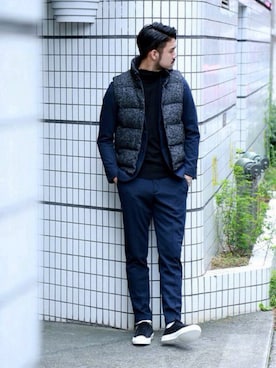 「アイテム（ダウンベスト、その他）」を使った、TERAさん（メンズ・183cm）の秋コーディネート