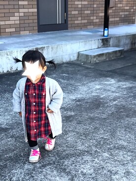 「アイテム（シャツワンピース）」を使った、OTOMACHUさん（キッズ・80cm）の冬コーディネート