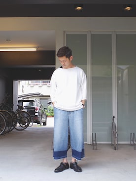 「ガウチョパンツ」｜「アイテム（デニムパンツ）」を使った、YU_Nさん（メンズ・173cm）の夏コーディネート