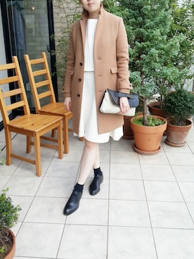 「クラッチ」｜「アイテム（その他アウター）」を使った、yokomoriさん（レディース・166cm）の秋コーディネート