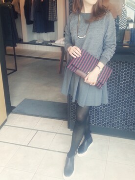 「CHLOE  STORAのスタンダードプルオーバー
（スウェット、グレー系）」を使った、yokomoriさん（レディース・156cm）の秋コーディネート