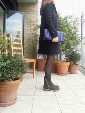 「L'ATELIER FENETRE（ラトリエ フネートル）のチェスターコート
（その他アウター、ブルー系）」を使った、yokomoriさん（レディース・156cm）の秋コーディネート