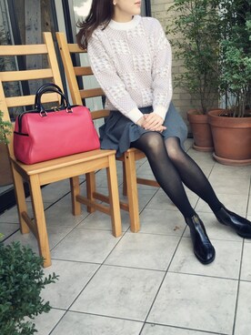 「L'ATELIER FENETRE（ラトリエ フネートル）のhound's tooth P/O（トップス、ベージュ系）」を使った、yokomoriさん（レディース・156cm）の秋コーディネート