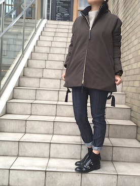 「L'ATELIER FENETRE（ラトリエ フネートル）のアイテム（ニット/セーター、ホワイト系）」を使った、yokomoriさん（レディース・156cm）の秋コーディネート