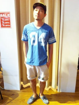 「TYPE BLUE（タイプブルー）のアイテム（Tシャツ/カットソー）」を使った、Kunugiさん（メンズ・167cm）の夏コーディネート