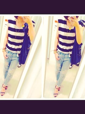 「AIM（エイム）のアイテム（トップス）」を使った、SHE.さん（レディース・164cm）の夏コーディネート