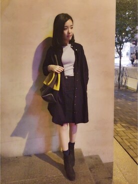 「CELINE」｜「アイテム（ダウンジャケット/コート）」を使った、Melo Loさん（レディース・165cm）の秋コーディネート