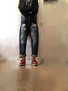 「RED WING SHOES（レッドウィング）のRed Wing Shoes Rubber-Soled Leather Boots（ブーツ）」を使った、-0-棍子さん（メンズ・178cm）の春コーディネート