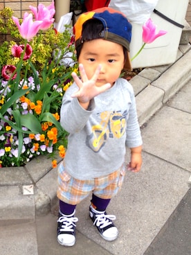 「BEAMS BOY（ビームスボーイ）のアイテム（キャップ）」を使った、shuttle1850さん（キッズ・125cm）の夏コーディネート