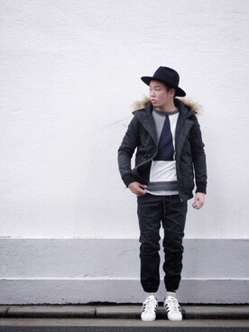 「RES DENIM（レスデニム）のアイテム」を使った、Kenshiro Nakamuraさん（メンズ・164cm）の冬コーディネート