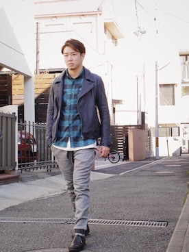 「BLUEY（ブルーイ）のアイテム」を使った、Kenshiro Nakamuraさん（メンズ・164cm）の冬コーディネート