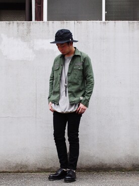 「アイテム（その他、グリーン系）」を使った、Kenshiro Nakamuraさん（メンズ・164cm）の冬コーディネート