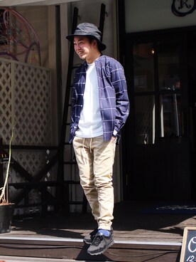 「アイテム（その他、ブルー系）」を使った、Kenshiro Nakamuraさん（メンズ・164cm）の冬コーディネート