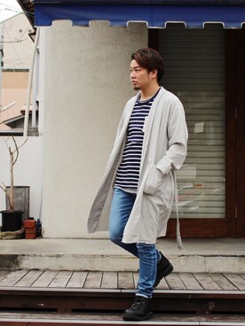 「アイテム（その他、ブルー系）」を使った、Kenshiro Nakamuraさん（メンズ・164cm）の春コーディネート