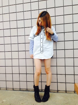「ベースボールシャツ」｜「アイテム（その他アウター）」を使った、saeさん（レディース・153cm）の秋コーディネート