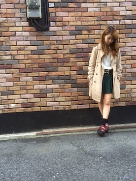 「襟付きトップス」｜「アイテム（トレンチコート）」を使った、saeさん（レディース・153cm）の秋コーディネート