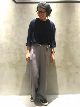 「RAGEBLUE（レイジブルー）のアイテム（ハンチング/ベレー帽）」を使った、しまさん（レディース・156cm）の夏コーディネート