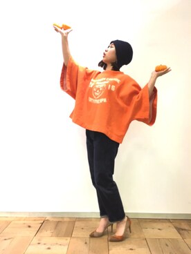 「45R」｜「アイテム（スウェット）」を使った、タケウチエリさん（レディース・160cm）の秋コーディネート