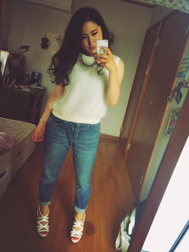 「chico_（チコ）のアイテム（パンツ）」を使った、みきりおなさん（レディース・154cm）の夏コーディネート