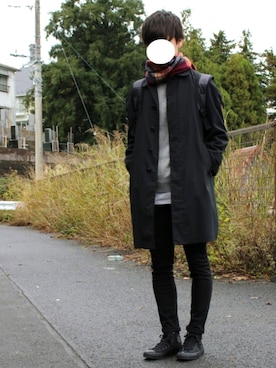 「アイテム（ステンカラーコート）」を使った、みっちーさん（メンズ・180cm・10代）の秋コーディネート