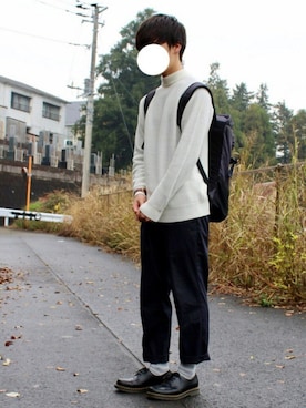 「Dr. Martens（ドクターマーチン）のDr.Martens (ドクターマーチン)/1461 3EYE GIBSON SHOES（その他シューズ）」を使った、みっちーさん（メンズ・180cm）の冬コーディネート