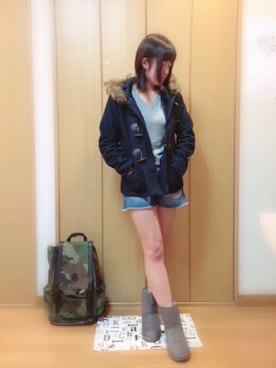 「アイテム（ダッフルコート）」を使った、もっちーさん（レディース・153cm・10代）の秋コーディネート