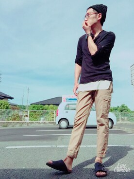 「袖まくりフェス告知」｜GOさん（メンズ・172cm）の春コーディネート