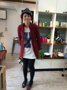 「美容室」｜「アイテム（ワンピース）」を使った、秋谷 幸代さん（レディース・165cm）の秋コーディネート